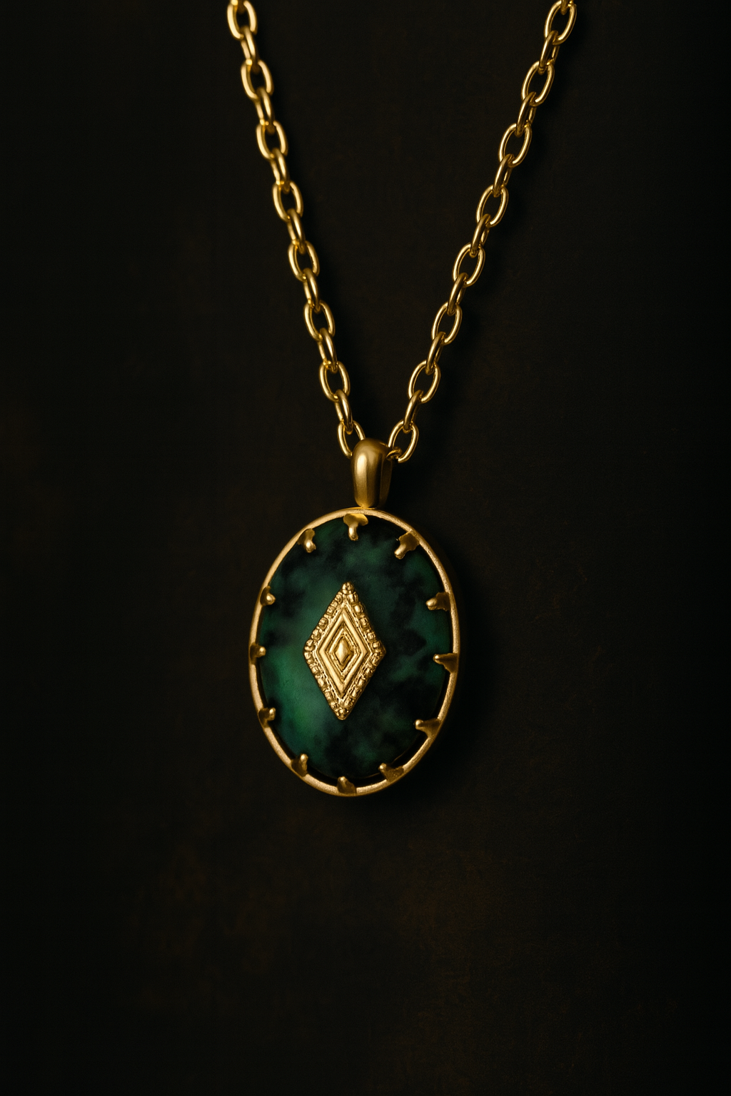 18K Gold Necklace with Natural Turquoise