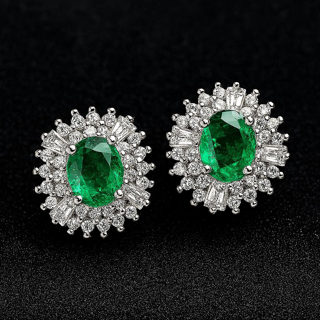 Colombian Emerald 925 Silver Earrings – Certified Natural Gemstone