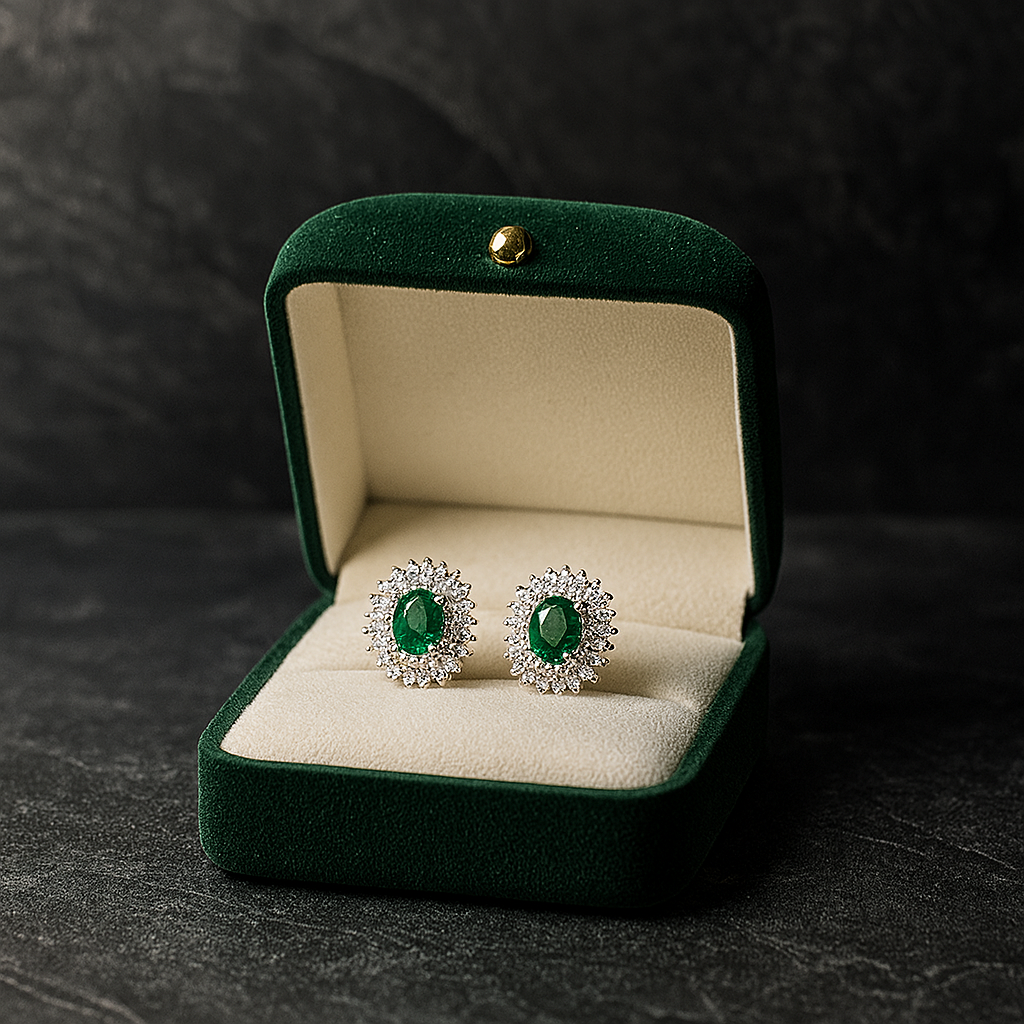 Colombian Emerald 925 Silver Earrings – Certified Natural Gemstone