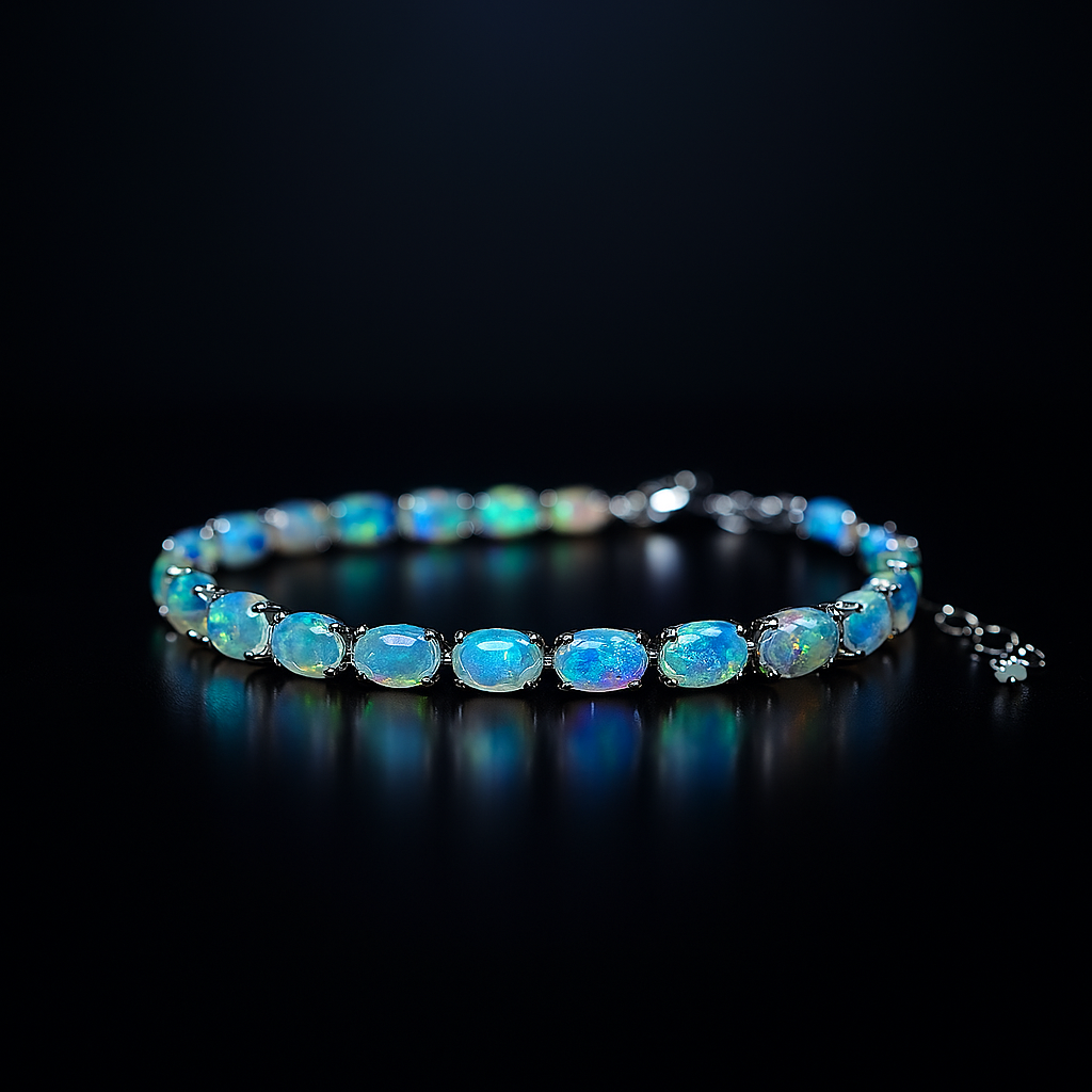 Natural Opal Bracelet – 925 Sterling Silver, Elegant Colorful Glow, Fine Jewelry for Women