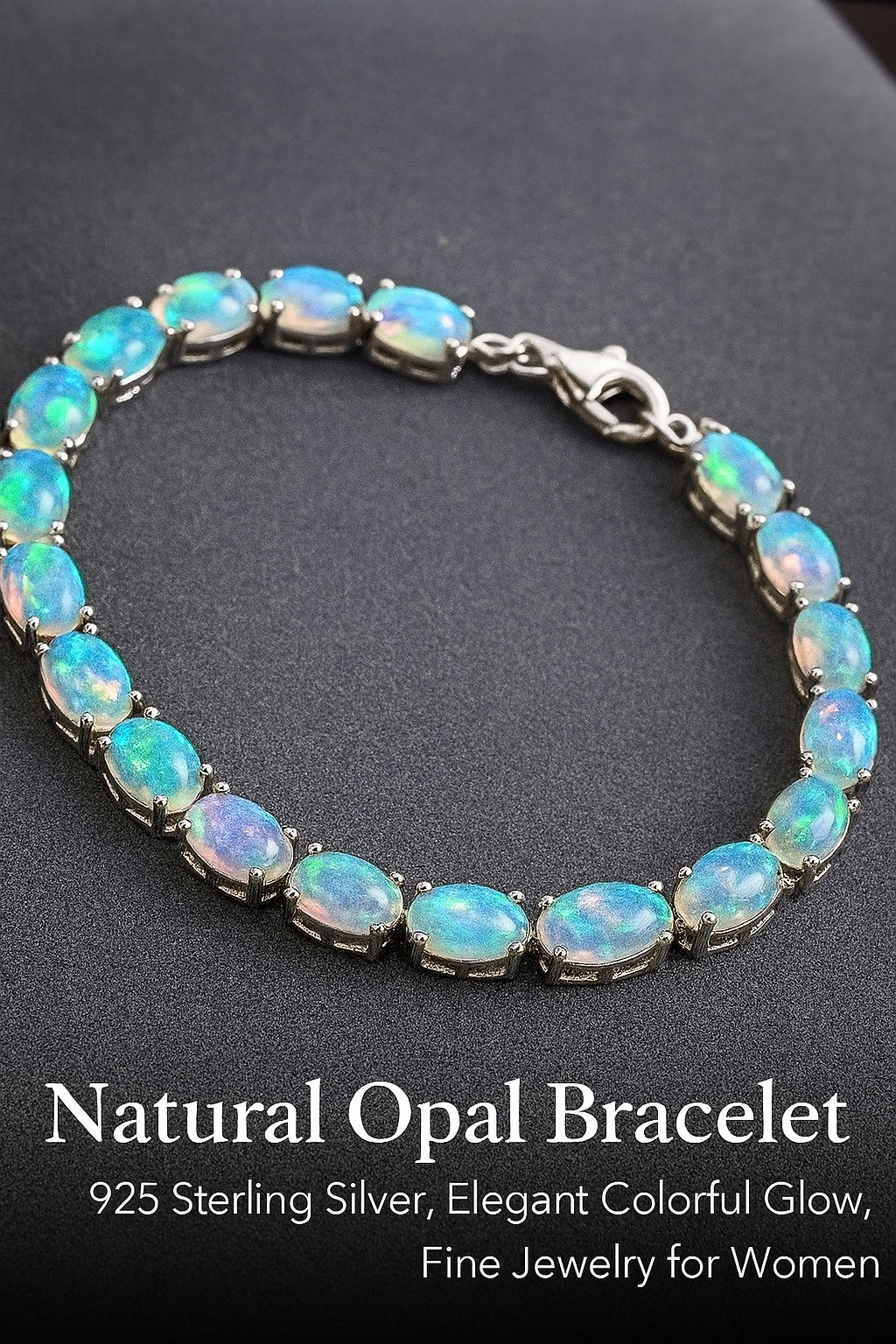 Natural Opal Bracelet – 925 Sterling Silver, Elegant Colorful Glow, Fine Jewelry for Women