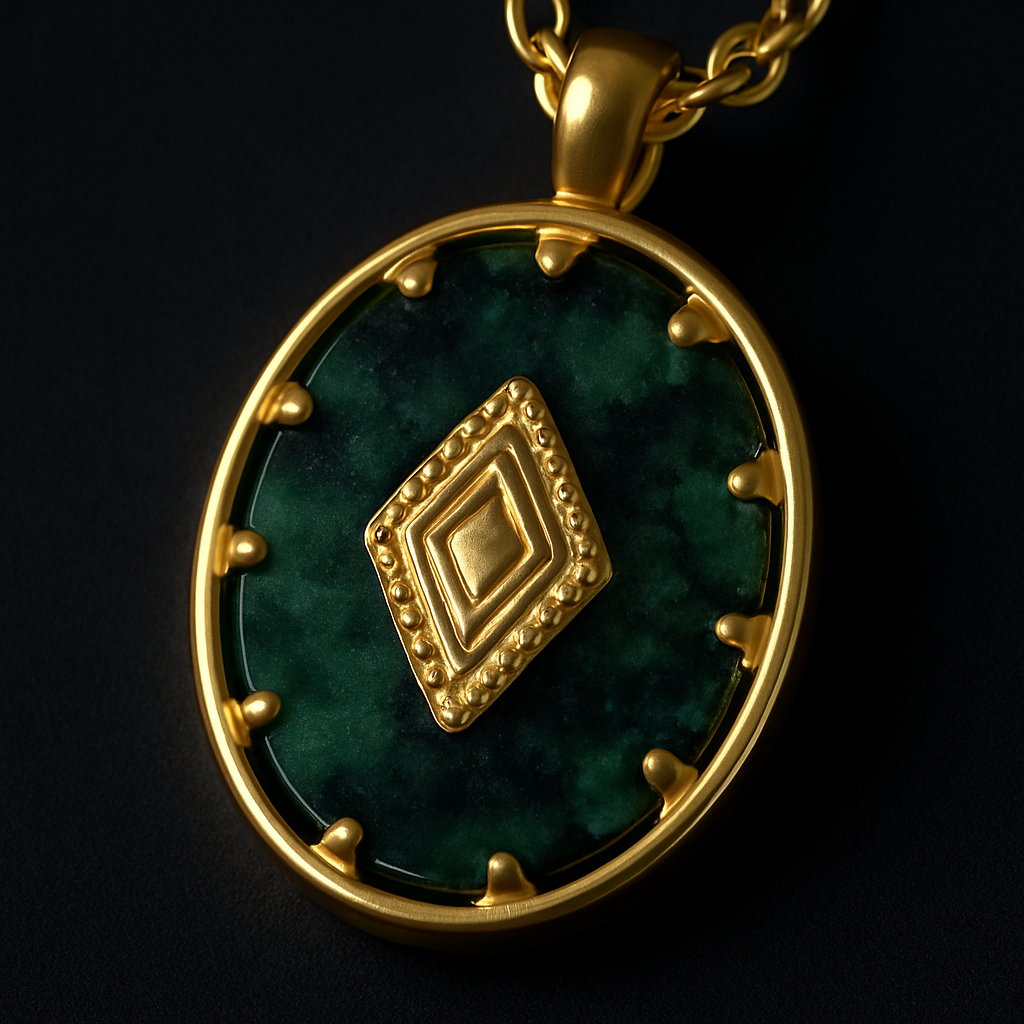 18K Gold Necklace with Natural Turquoise