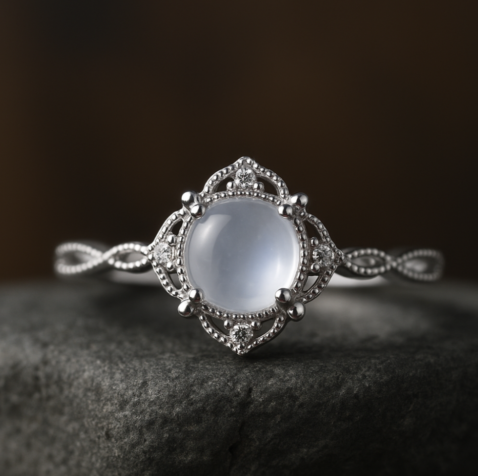 925 Sterling Silver Opal Moonstone Ring – Elegant Glow for Every Occasion